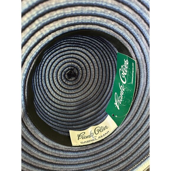 NWT Vintage Frank Olive By Gabriel Amar Blue White Kentucky Derby Picture Hat - Picture 2 of 7